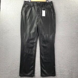 JUDY BLUE‎ Womens Size 15/32 Black Faux Leather High Rise Straight Leg Pant NEW
